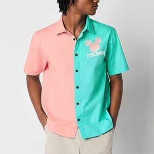 NWT Disney x Neff Mens Regular Fit Short Sleeve Mickey Mouse Button-Down Shirt